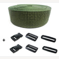 Complete set band olijfgroen en gespen 50 mm 10 meter